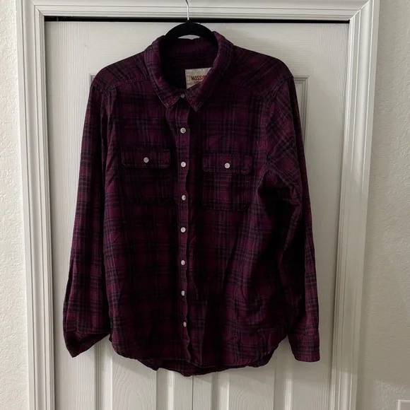 Mossimo Supply Co. Purple Plaid Button-Up Shirt - Picture 1 of 3